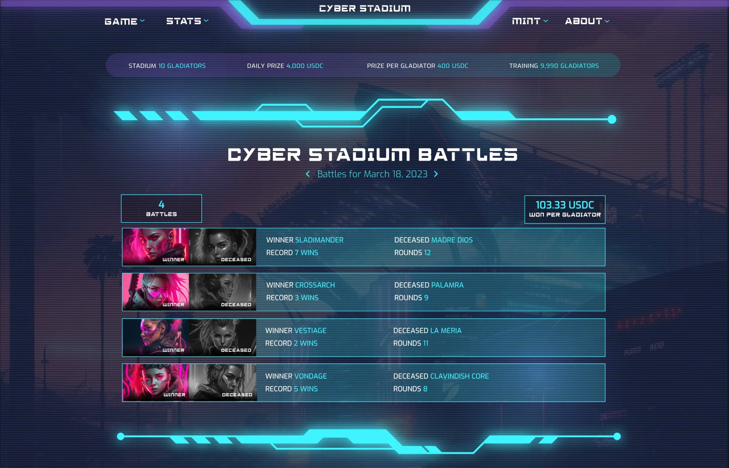 Cyber Stadium design, screen 4 of 4