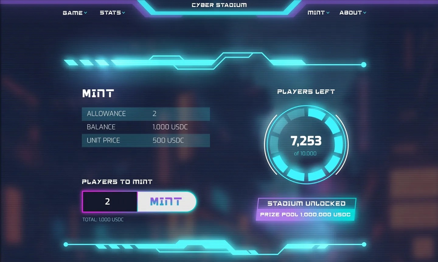 Cyber Stadium design, screen 2 of 4