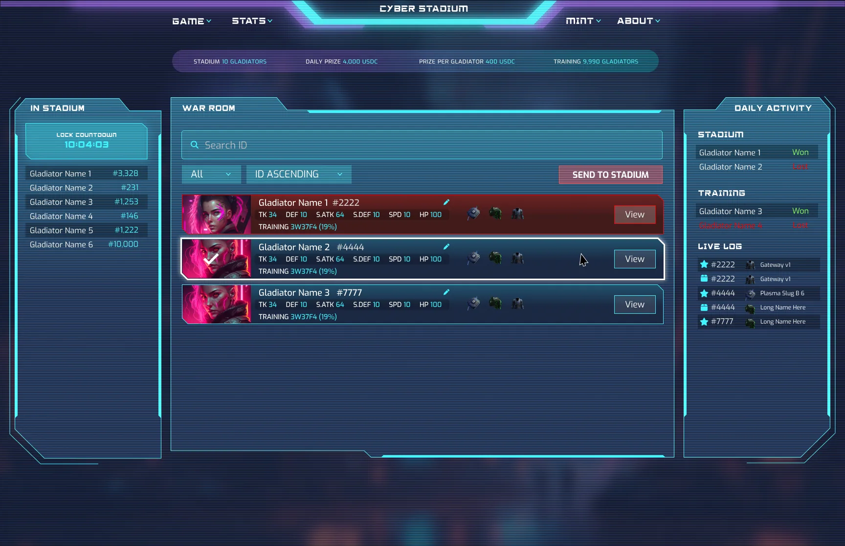 Cyber Stadium design, screen 3 of 4
