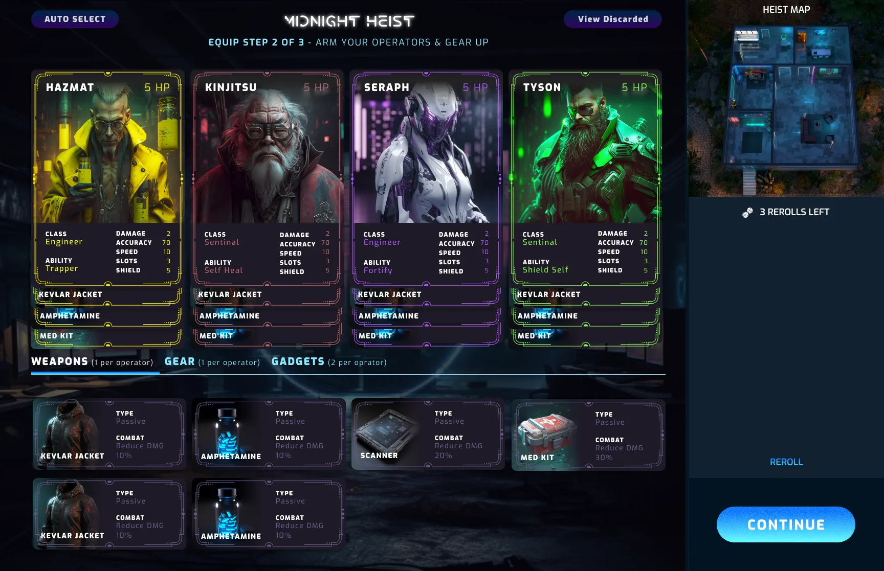Midnight Heist design, screen 1 of 7